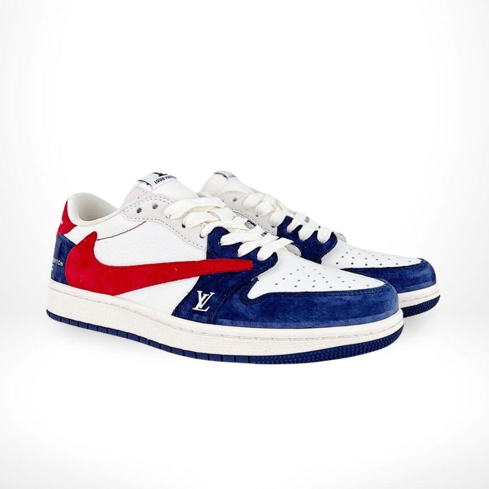 Air Jordan 1 Low x Travis Scott x Louis Vuitton White Red Blue Custom